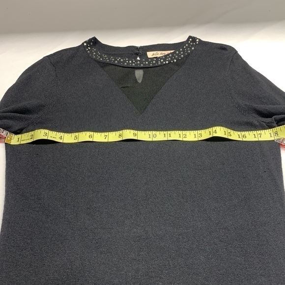 Belle Vere Notte Long Sleeve Bejeweled Crew Neck Wool Blend Dress Black Medium - Picture 10 of 12